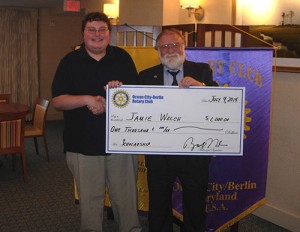Worcester Prep Student Receives Scholarship Check From Ocean City/Berlin Rotary Club